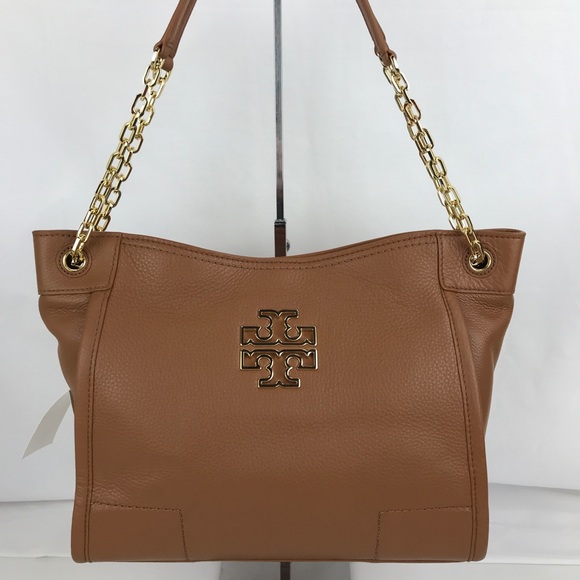 Tory Burch Handbags - Tory Burch Britten Small Slouchy Tan Leather Tote